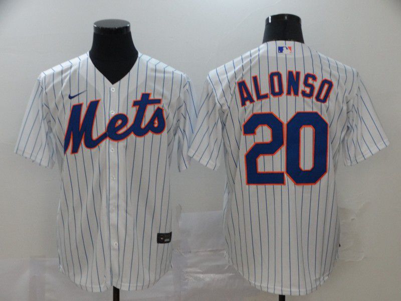 Men New York Mets 20 Alonso White Nike Game MLB Jerseys